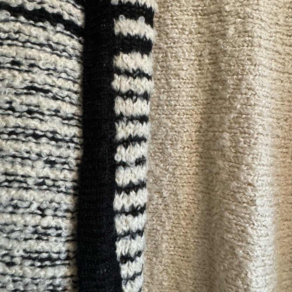 A.N.A A  Black / Cream Striped Open Front Long Sweater vest Cardigan NWT - Picture 5 of 7